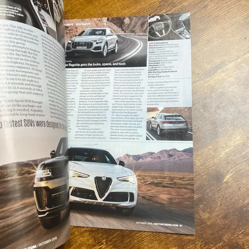 Motor Trend Magazine October 2018 - Cut off part of Cover Page
